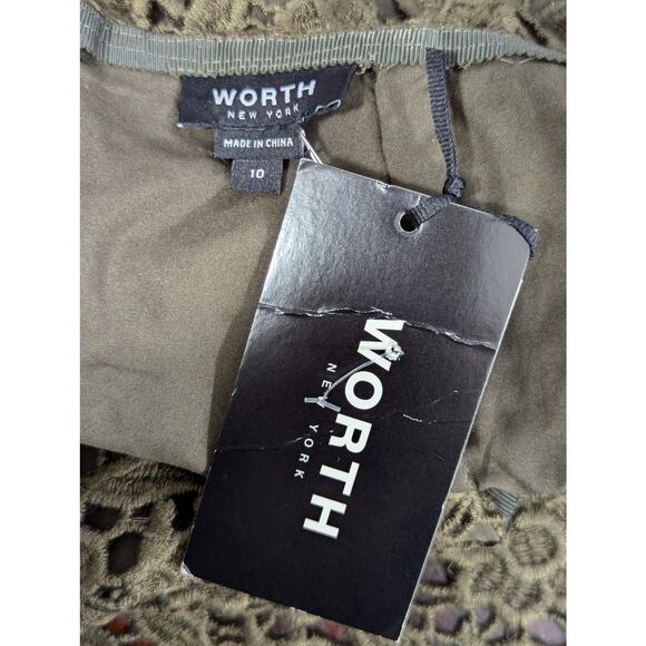 NWT@$398! W BY WORTH! LODEN GREEN MACRAME LACE OVER STRETCH CHIFFON SKIRT! SZ 10 - Picture 6 of 10